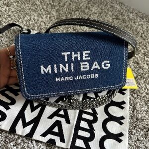 Marc Jacobs Denim Mini Crossbody in Blue with White Logo